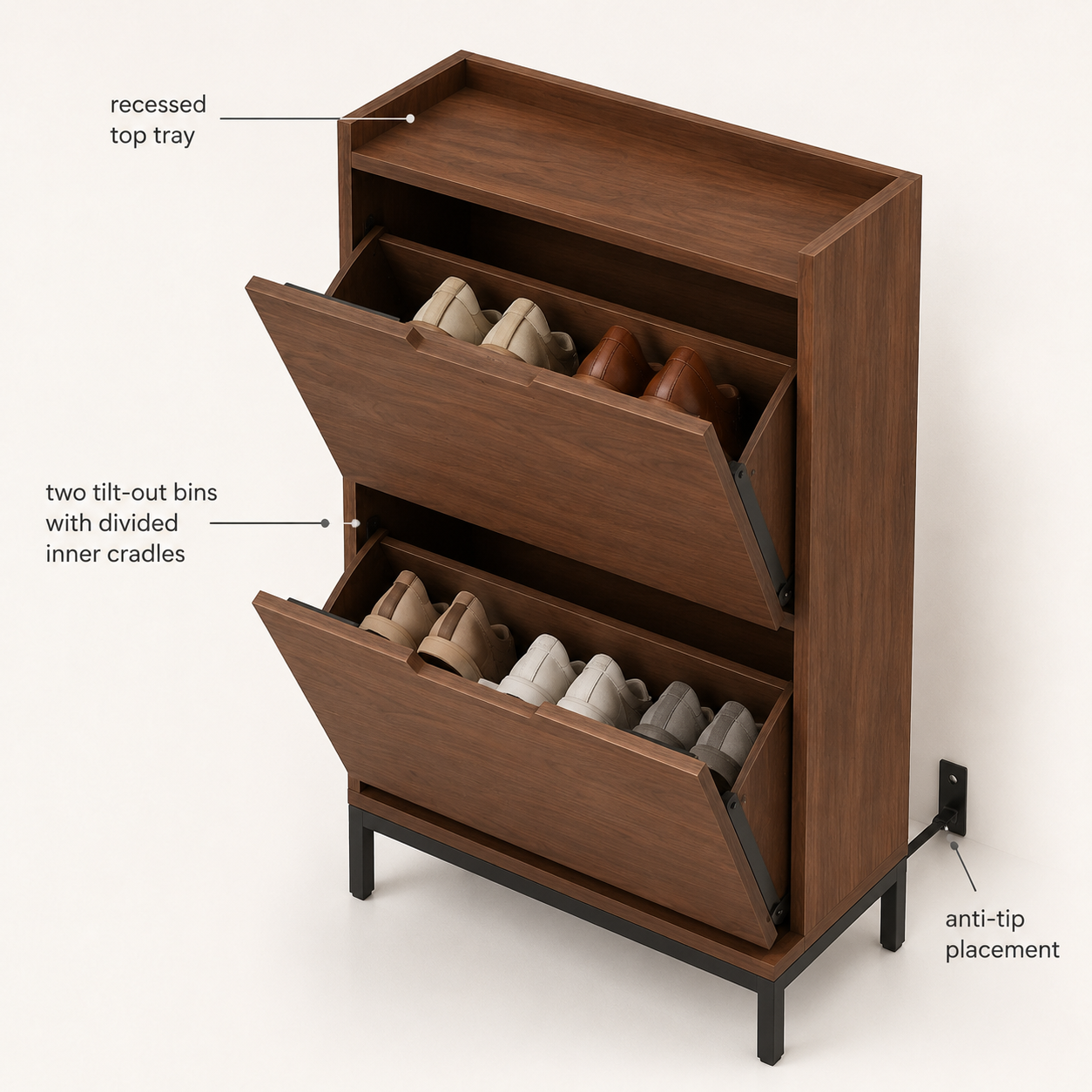 PivotDrop Slim Shoe Cabinet