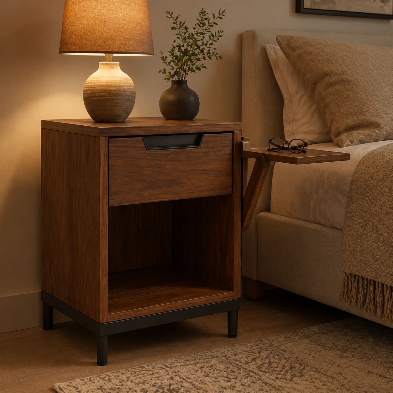 QuietNook Bedside Table